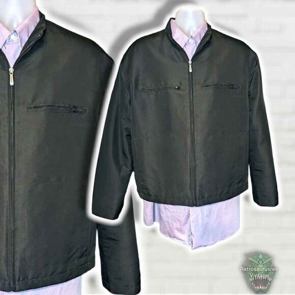 LONDON Fog Towne Black Lightweight Zip Up Bomber Style Quilted Lining Jacket, La - Picture 1 of 5